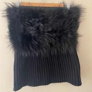 Elegant Black Faux Fur Women's Top